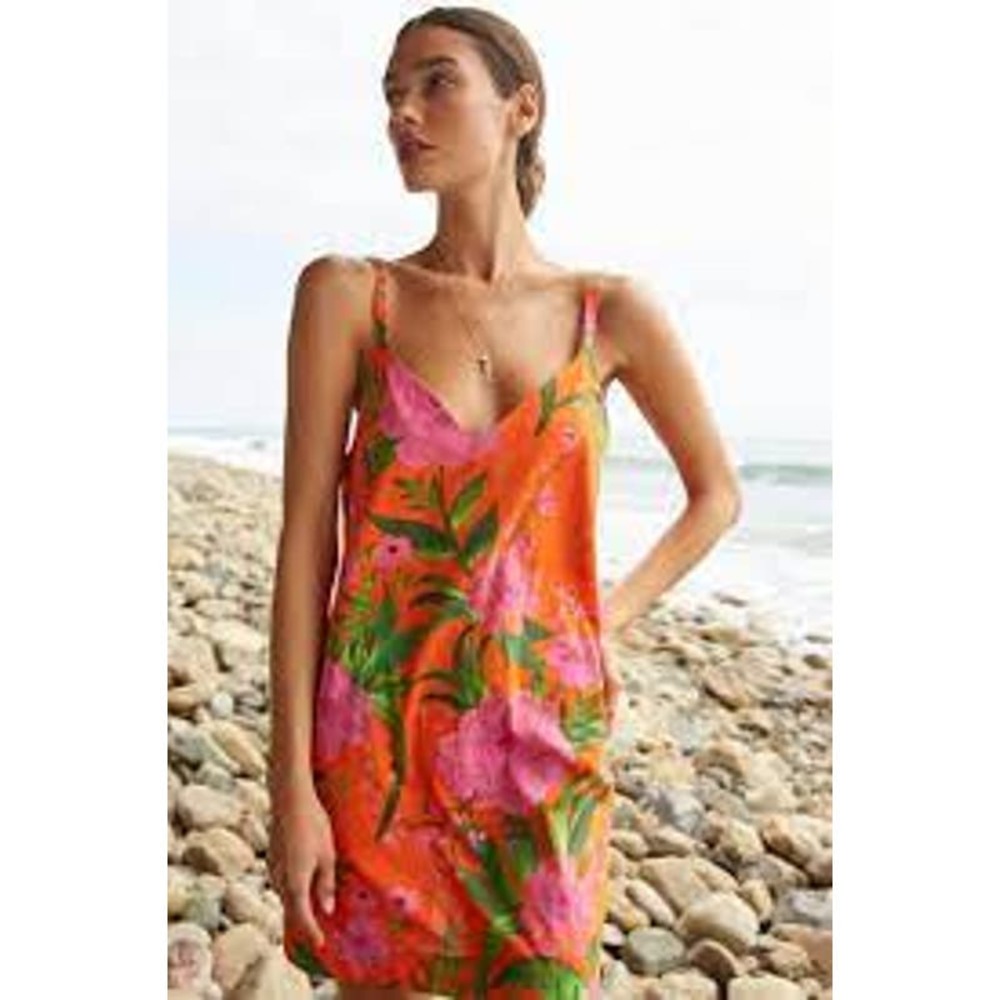 FARM RIO Romantic Garden Floral Cover Up Mini Dress